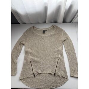 Quinn Knit Sweater Zipper Detail High Low Hem Long Sleeve Top Size S